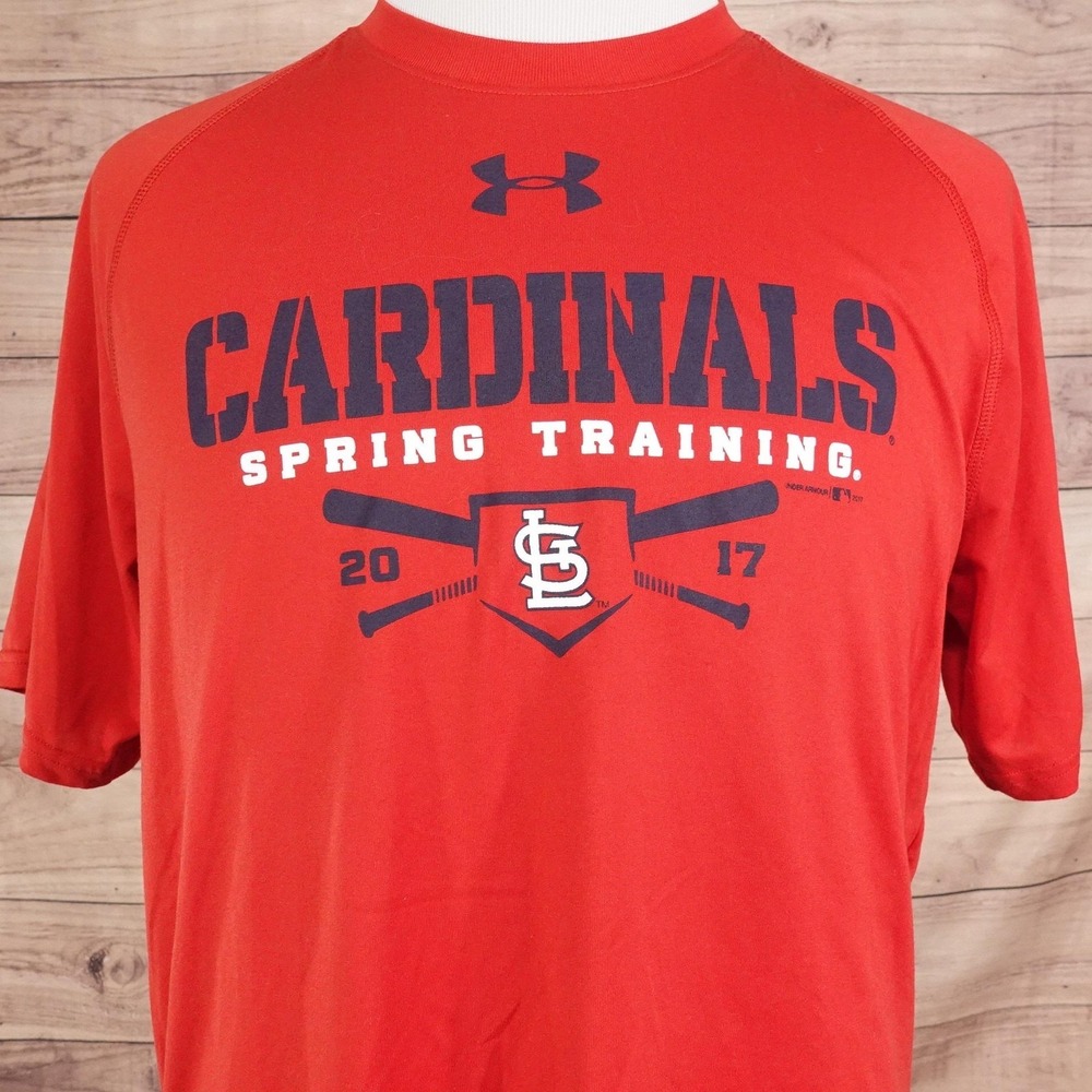 St. Louis Cardinals Shirt Mens Large Red MLB‎ Baseball Under Armour HeatGear